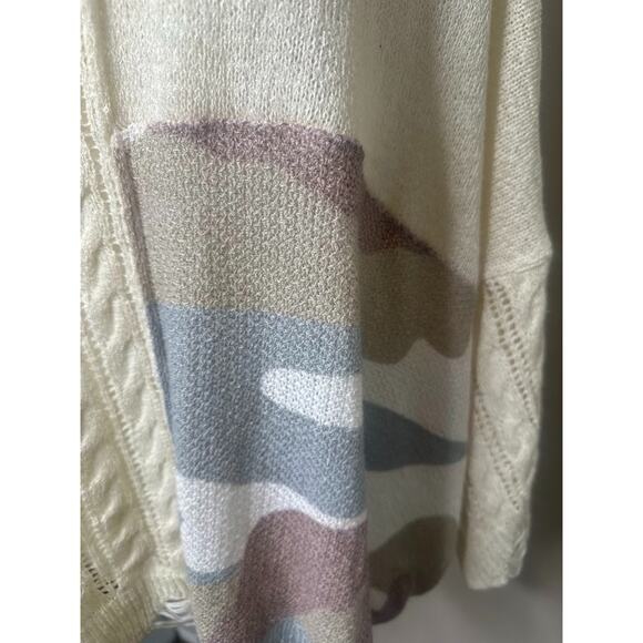 POL Oversized Dolman Sweater S Relaxed Lightweight Patchwork Camo Distressed - Picture 6 of 10